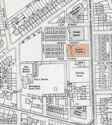 Baptist School-Chapel, Great Clowes Street and Moss Street, Broughton, Salford