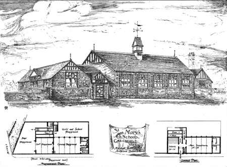 New Schools in connection with St Mary's Church. Greenfield